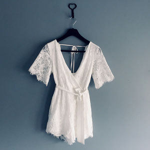White Lace Romper | THREE PINK HEARTS | Bridal